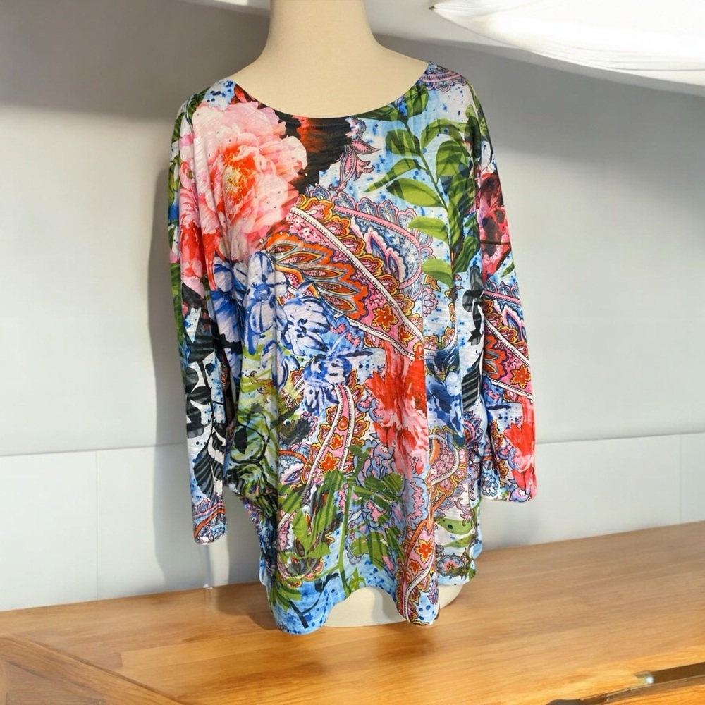 Time and Tru Multi Color Floral Tunic Top XL